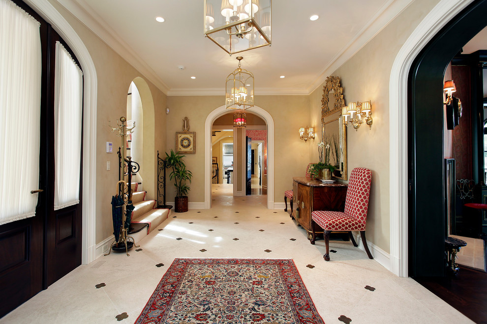 Interior Decorator Chicago Entry Mediterranean with Arched Door Openings Beige