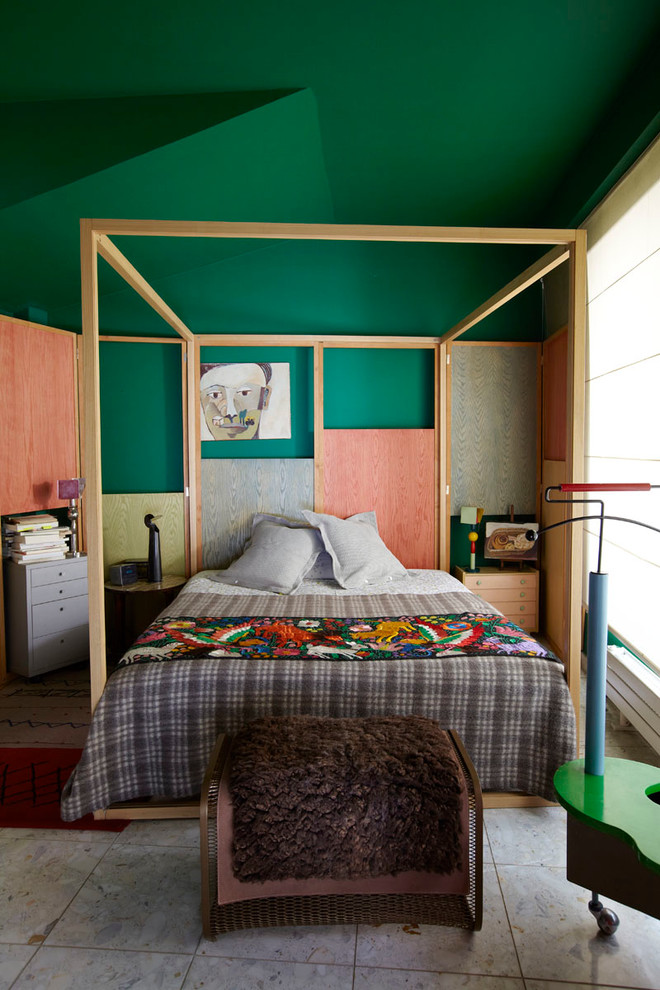 Interior Design Des Moines Bedroom Eclectic with Bedding Bench Canopy Bed
