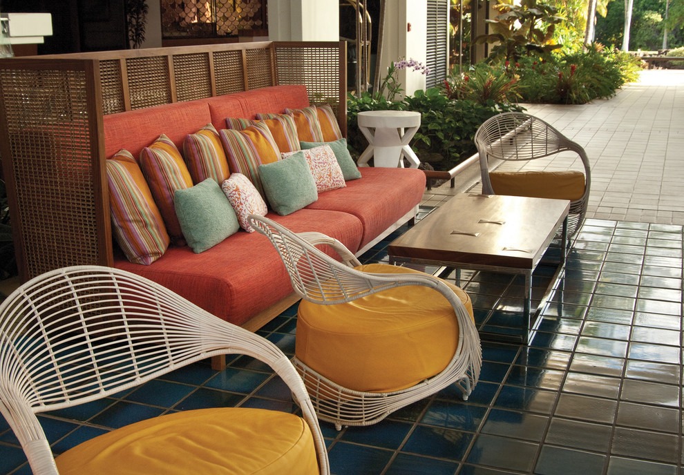 Interior Designers Honolulu Patio Tropical with Coffee Table Coral Pillow