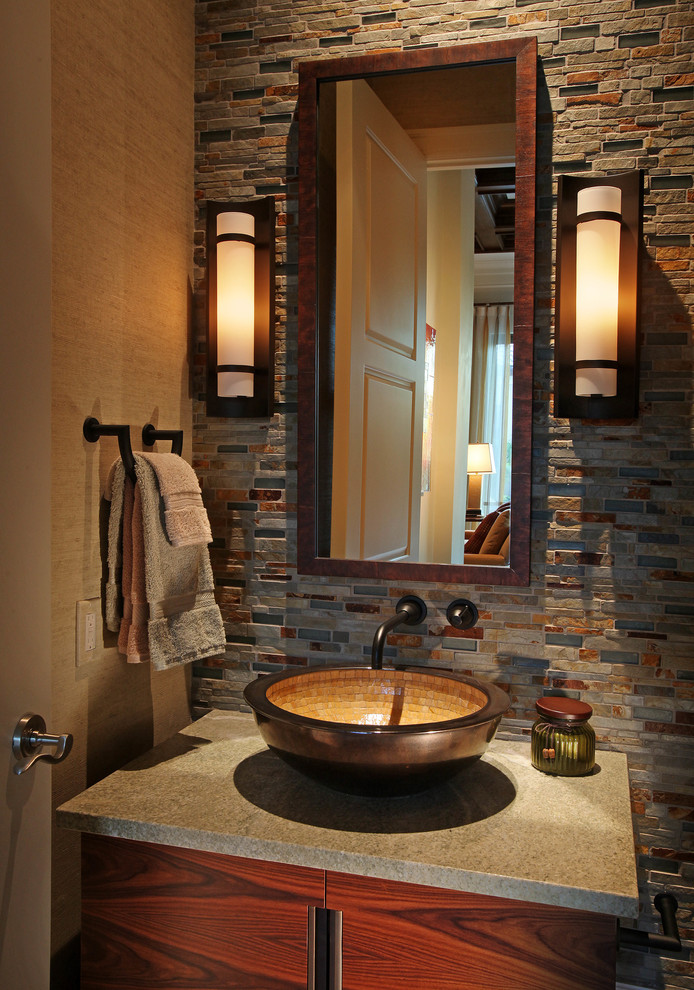 Interior Designers Naples Fl Powder Room Transitional with Accent Wall Beige Walls