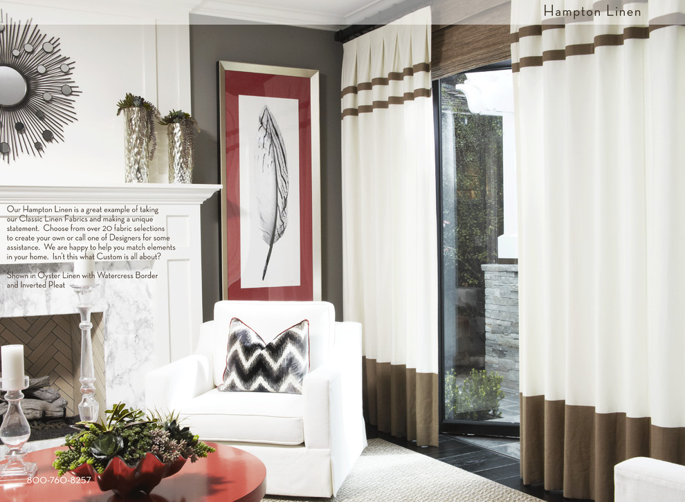 Inverted Pleat Drapes Family Room Traditional with Banded Drapery Bordered Drapery