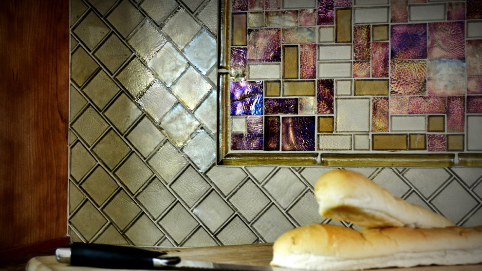 Iridescent Glass Tile Backsplash Kitchen Eclectic with Backsplash Glass Mosaic Tile1
