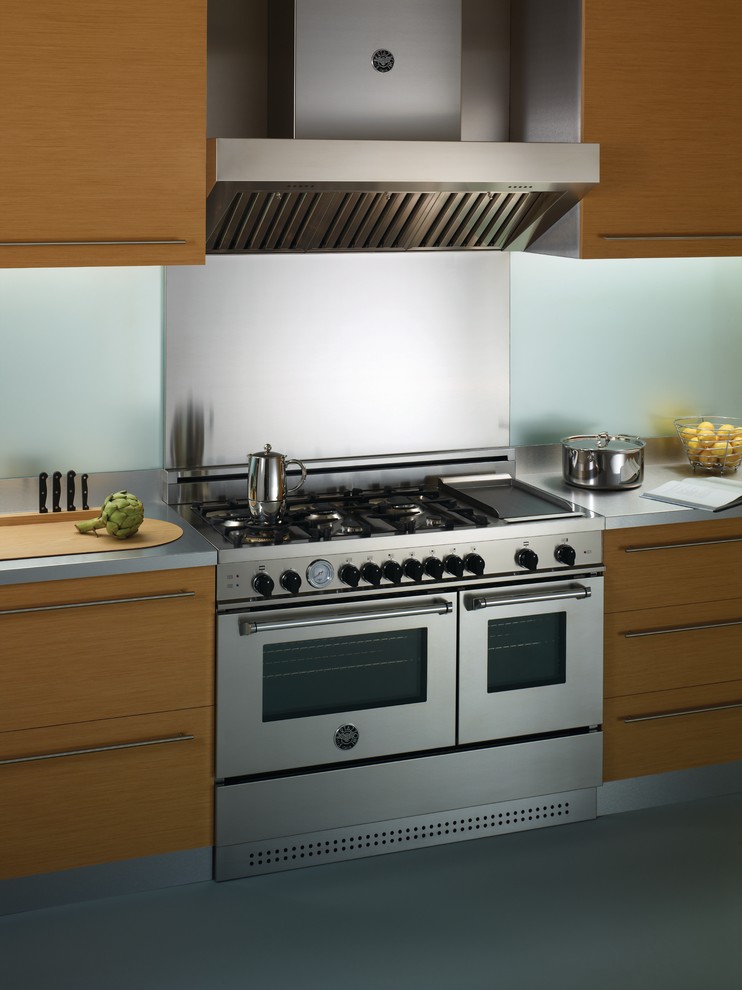 Iridescent Tile Backsplash Kitchen Modern with None 