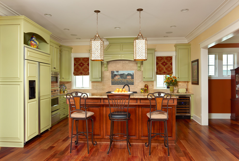 Iron Bar Stools Kitchen Traditional with Baseboard Beige Tile Backsplash