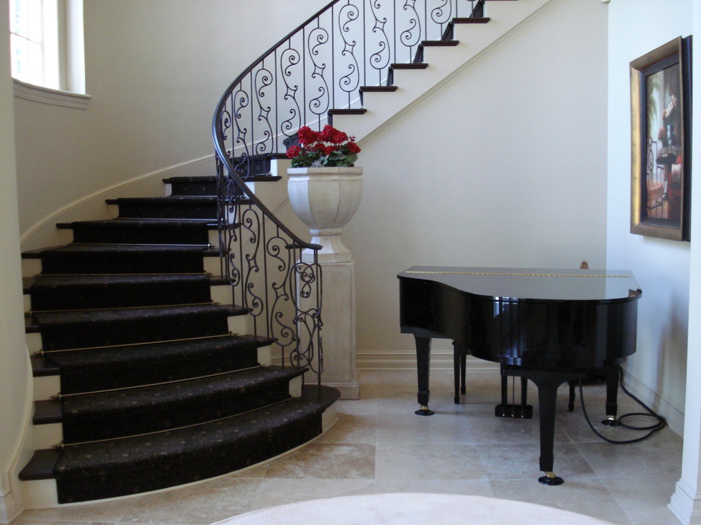 Iron Railing Designs Staircase Traditional with Baseboards Carpet Runner Entrance