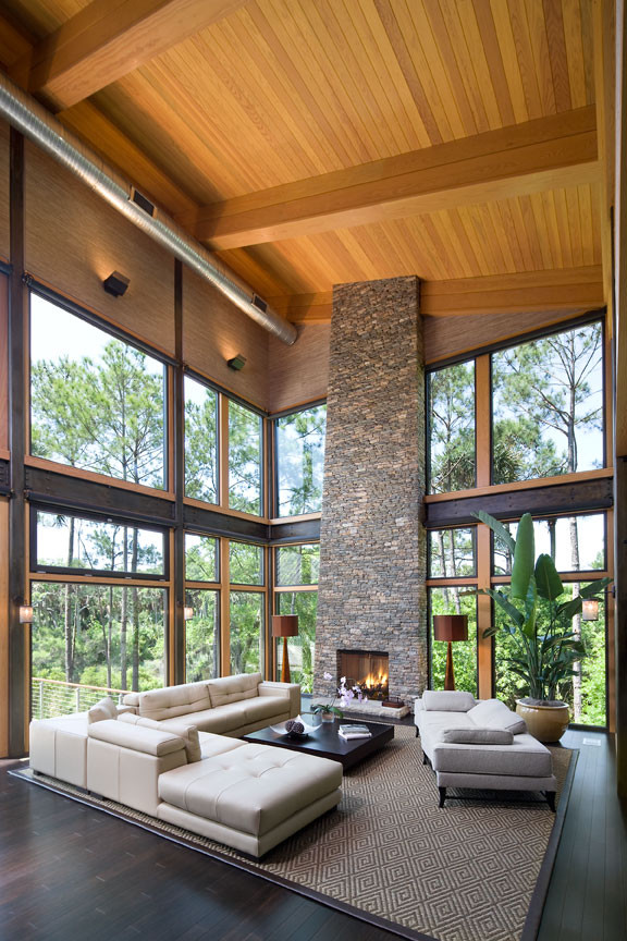 Italian Leather Sofa Living Room Contemporary with Area Rug Bamboo Flooring