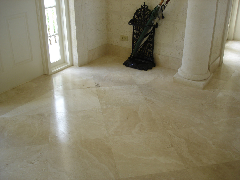 Ivory Travertine Tile Spaces Traditional with None 