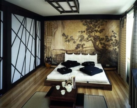 Japanese Platform Bed Bedroom Asian with None 2