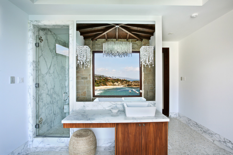 Japanese Soaking Tub Shower Bathroom Mediterranean with Antique Floor Antique Floors
