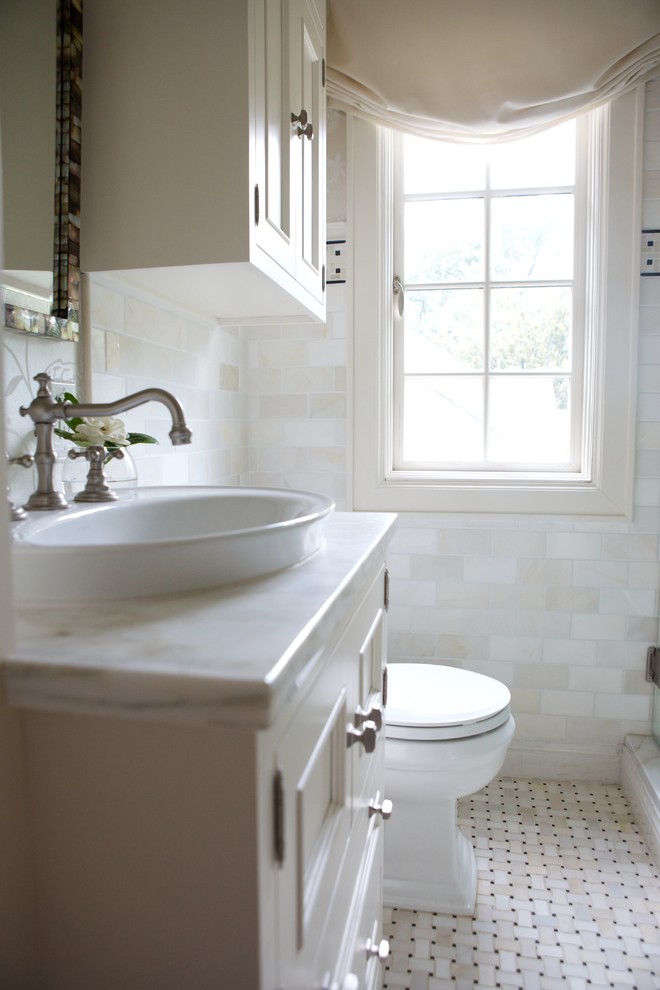 Jeffrey Court Tile Bathroom Traditional with Basket Weave Tile Cream