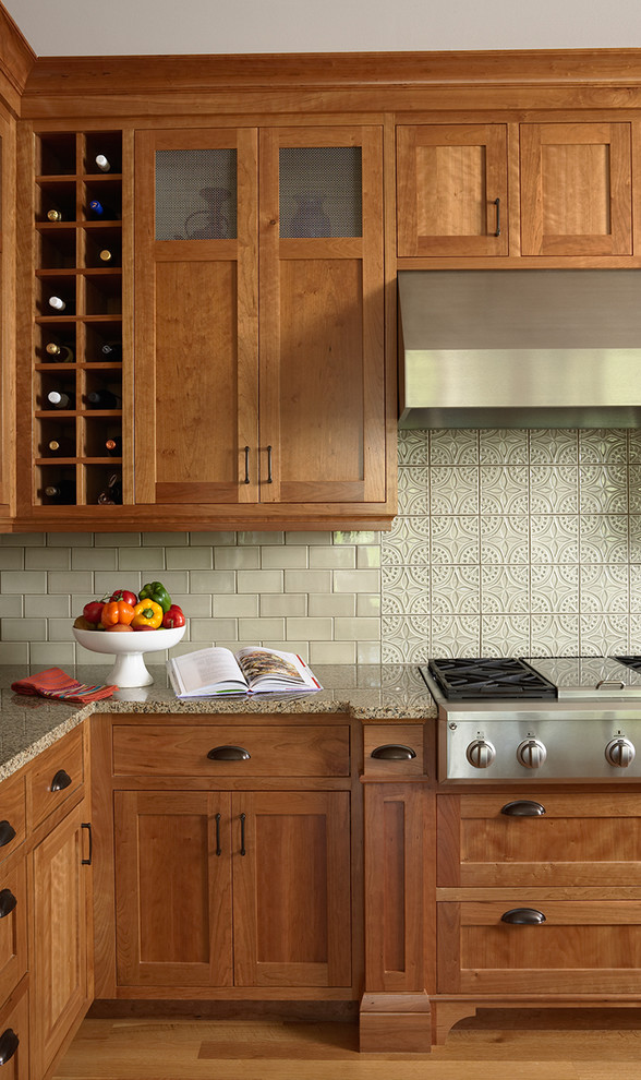 Jeffrey Court Tile Kitchen Traditional with Celtic Tile Cherry Cabinets