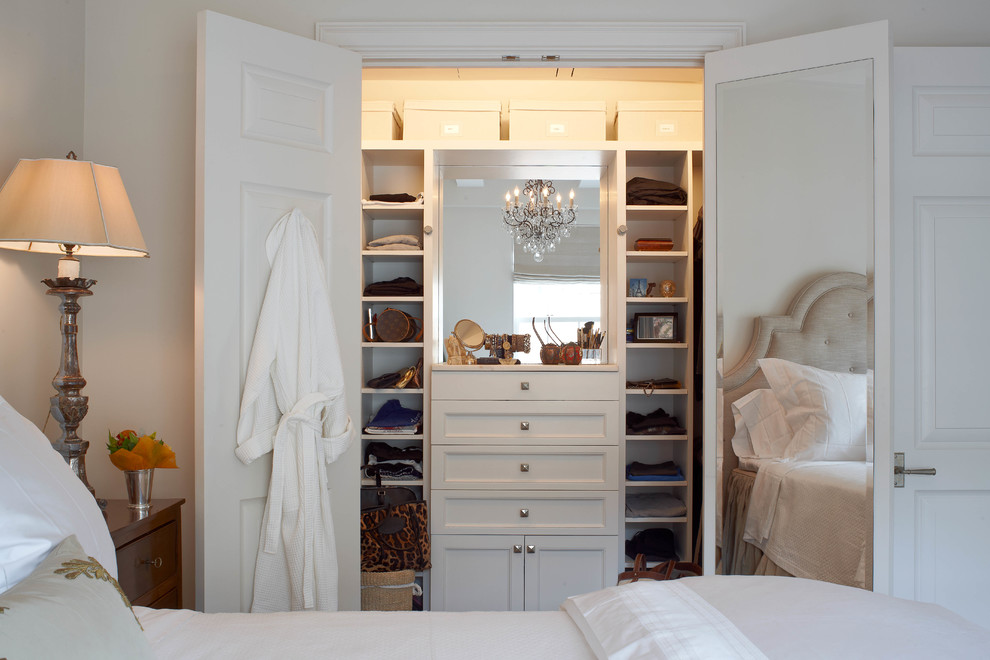 Jewelry Storage Mirror Closet Transitional with Bedroom Built in Cabinetry
