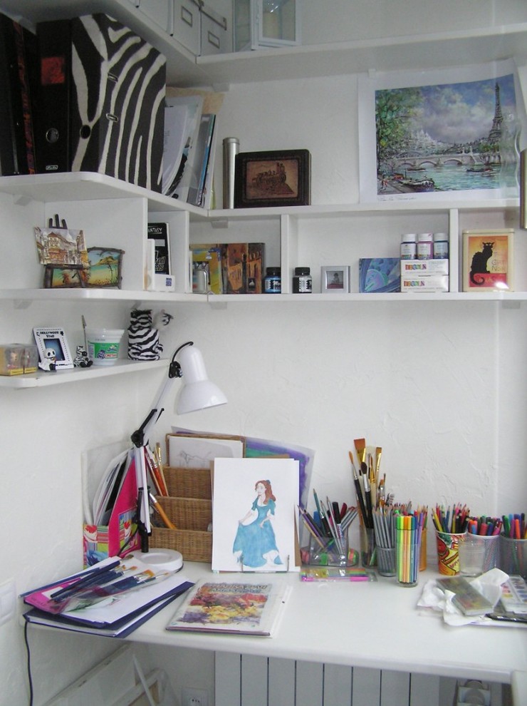 Kate Spade Office Supplies Kids Contemporary with Art Corner Built In