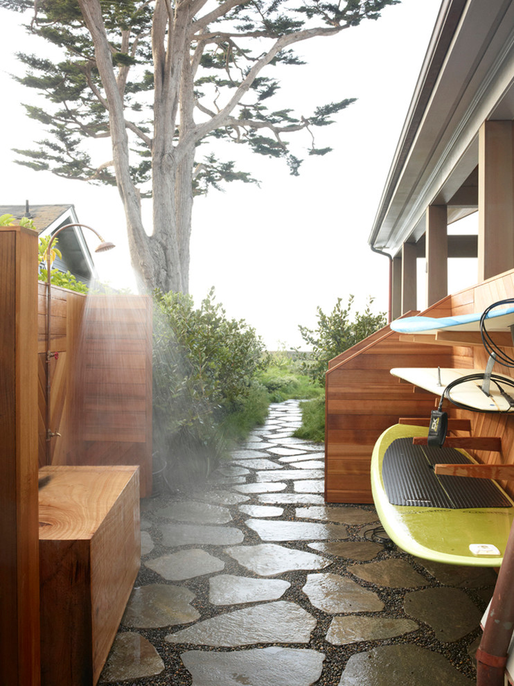 Kayak Storage Ideas Patio Beach with Backyard Gravel Large Bushes