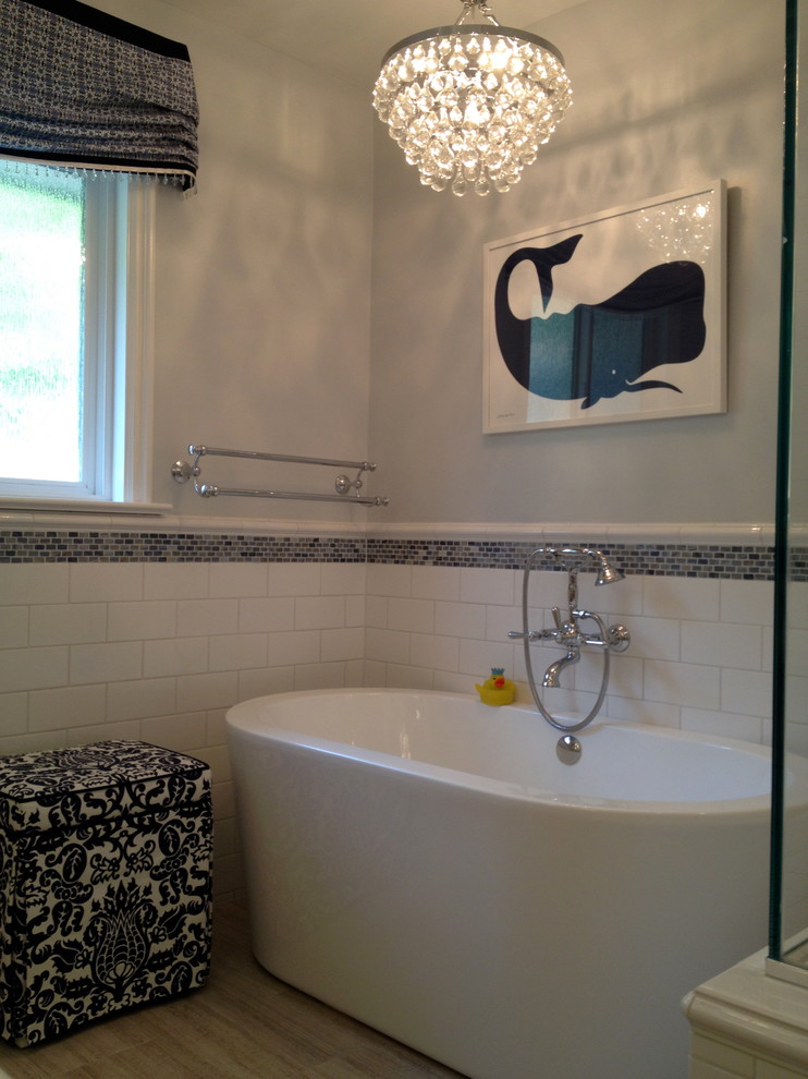 Keeping Birds Away Bathroom Transitional with Bubble Glass Chandelier Freestanding