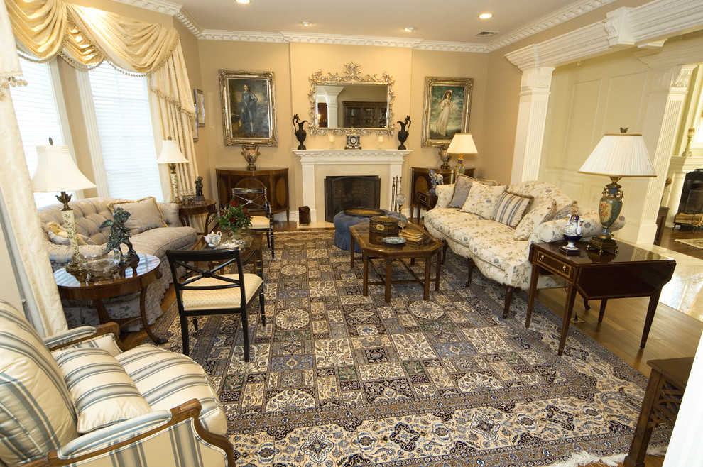 Kidney Shaped Sofa Living Room Traditional with Carved Mirror Demilune Console