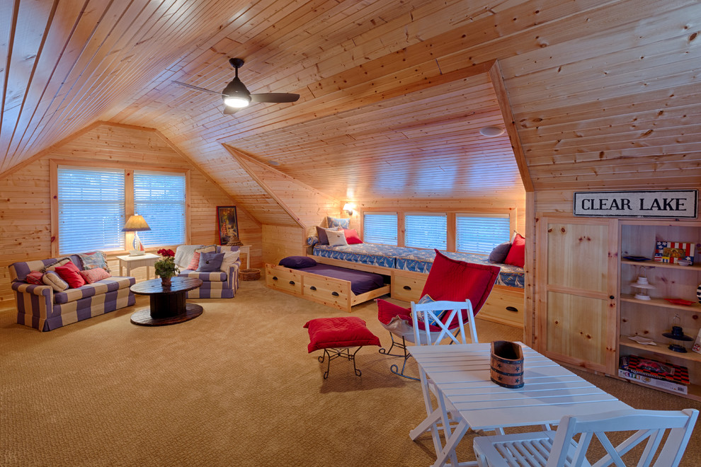 Kids Trundle Beds Family Room Beach with Attic Blinds Blue And