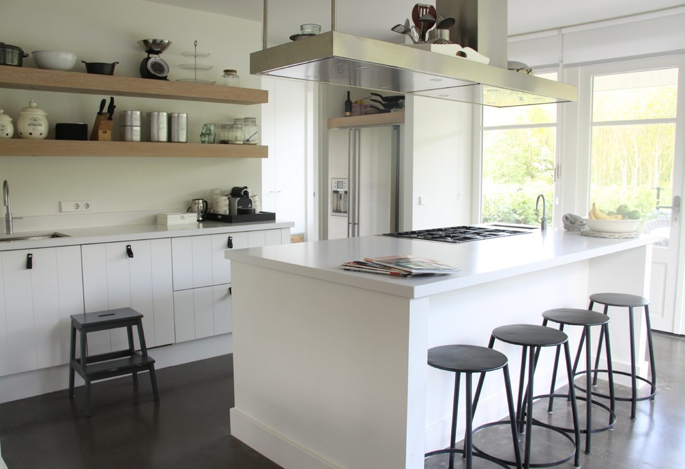 Kitchen Cabinet Handles Kitchen Contemporary with Concrete Floor Floating Wood