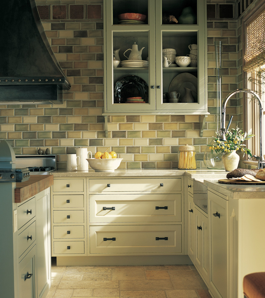Kitchen Cabinet Paint Kitchen Traditional with Handcrafted Wall Tile 