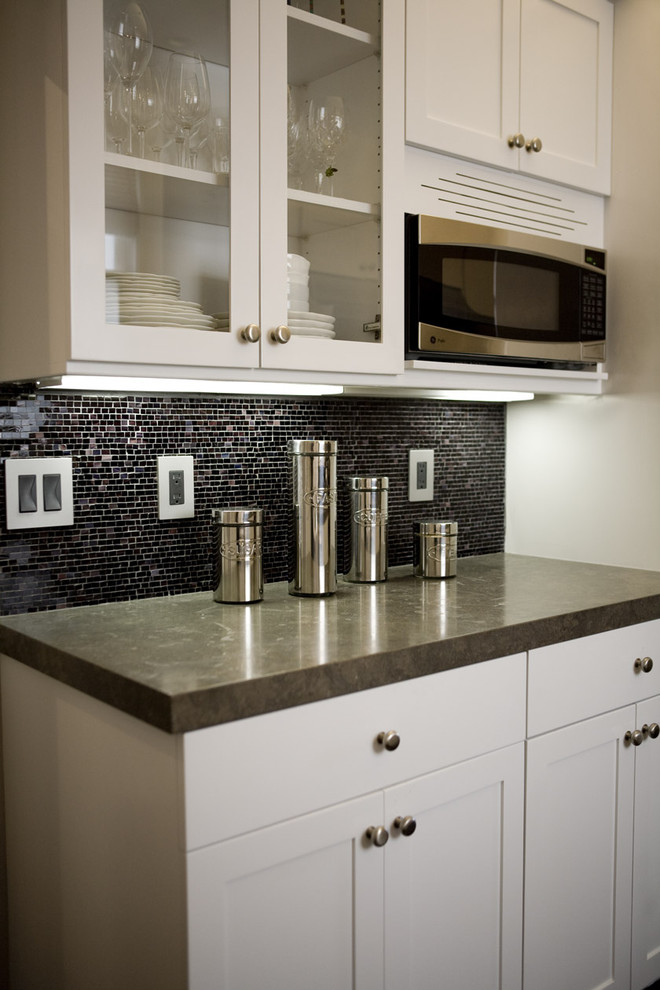 Kitchen Cabinets Black Kitchen Contemporary with Above Counter Microwave Backsplash