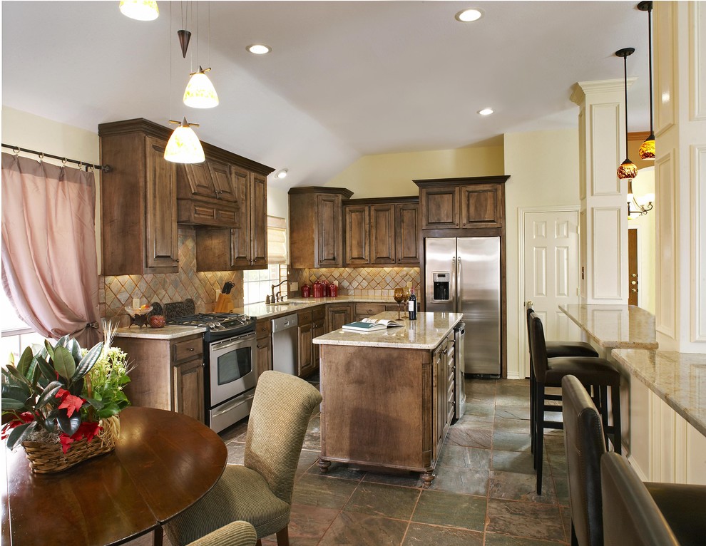 Kitchen Cabinets Pantry Kitchen Traditional with Diamond Tile Backsplash High
