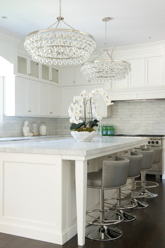 Kitchen Counter Stools Kitchen Transitional with 2 Chandeliers Bling Lighting