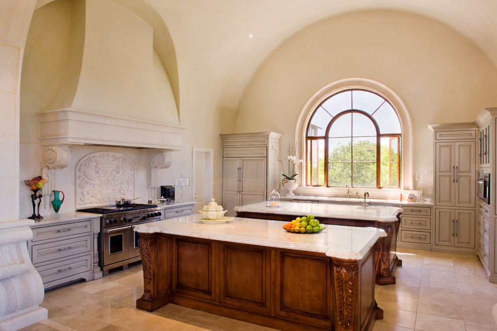 Kitchen Countertops Materials Kitchen Mediterranean with Arch Window Barrel Ceiling
