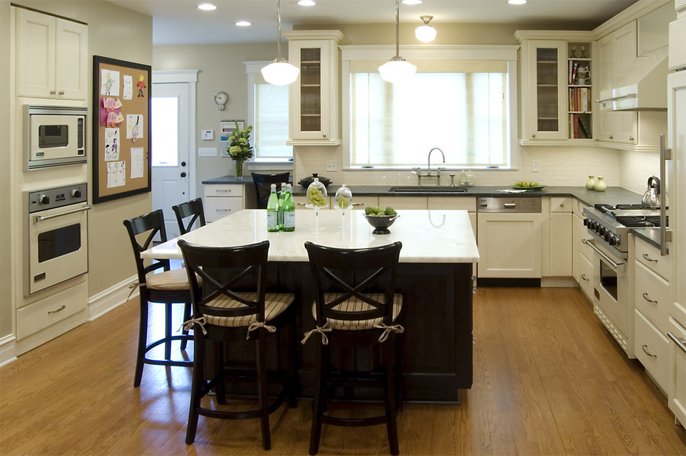 Kitchen Craft Cabinets Kitchen Traditional with Baseboards Bookshelves Breakfast Bar