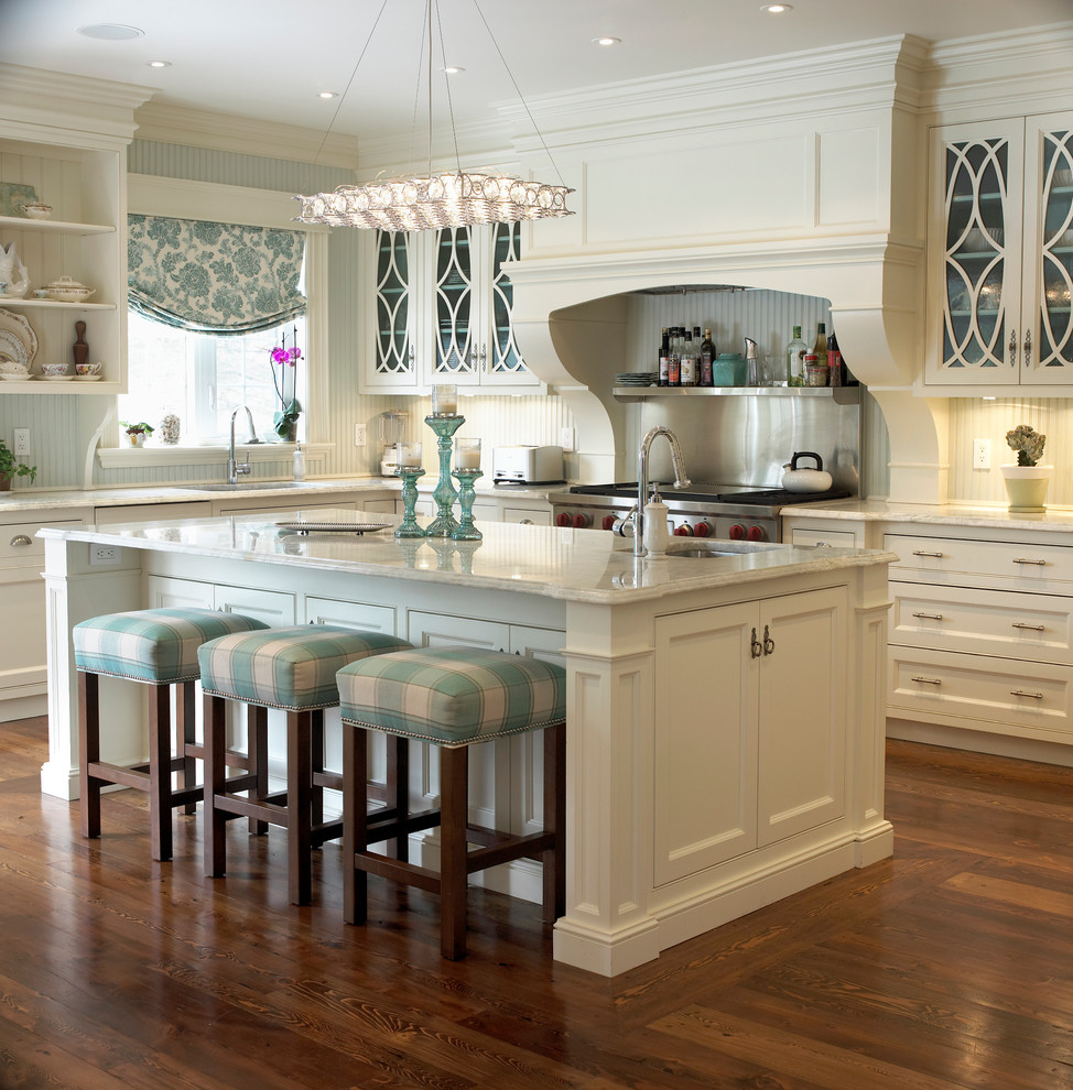 Kitchen Designs with Islands Kitchen Traditional with Beadboard Backsplash Blue And