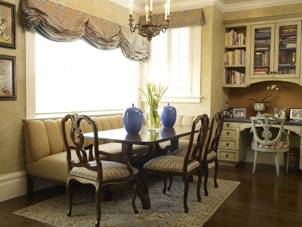 Kitchen Desk Cabinet Dining Room Traditional with Area Rug Banquette Bench