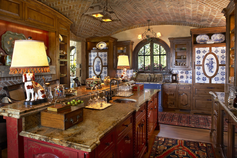 Kitchen Display Cabinets Kitchen Rustic with Arched Ceiling Arched Windows