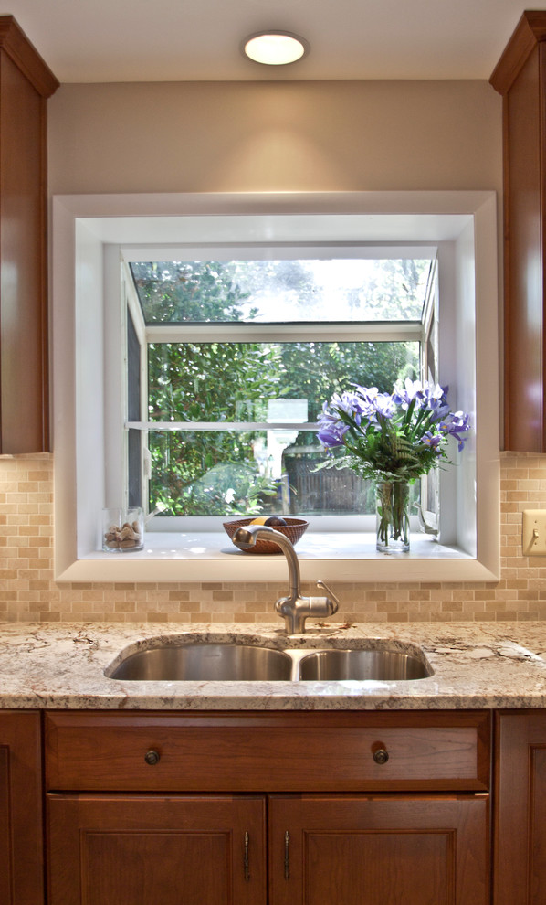 Kitchen Garden Windows Kitchen Traditional with Bianco Fiore Cherry Wood