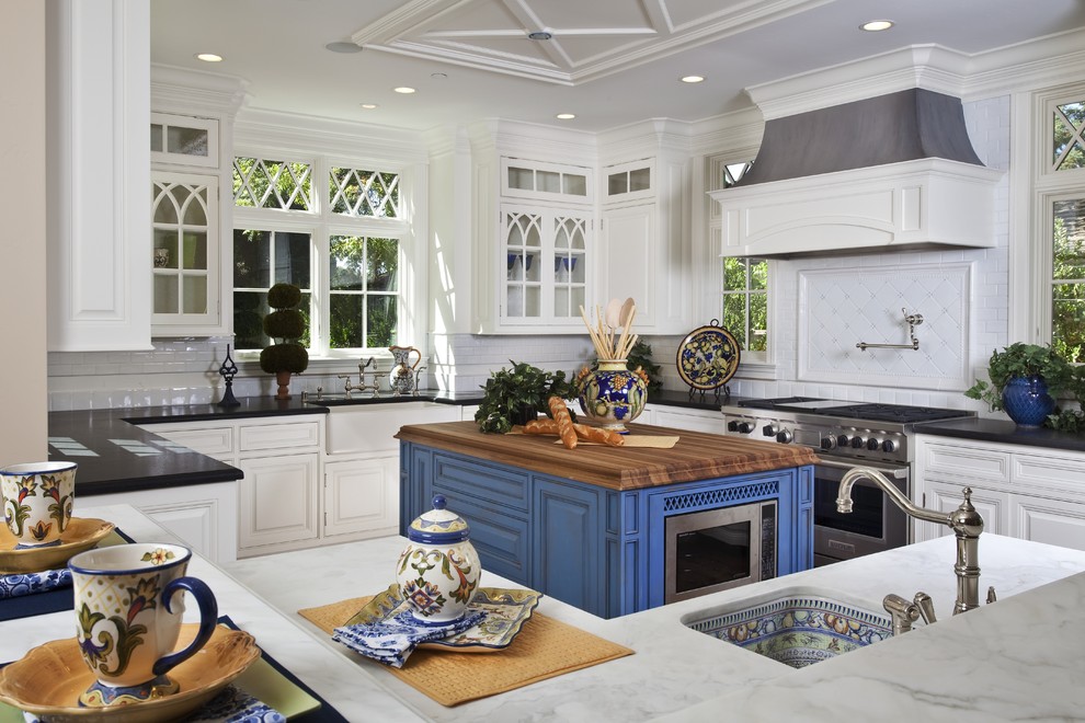 Kitchen Island Sizes Kitchen Traditional with Accent Tiles Blue Cabinets
