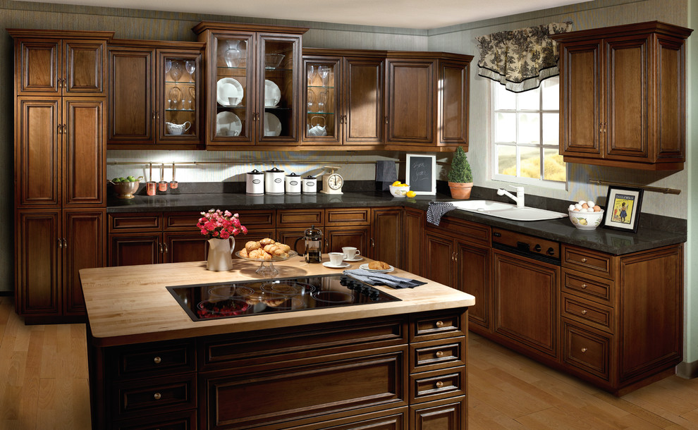 Kitchen Open Shelving Kitchen Traditional with Cherry Dewils Paints Stains