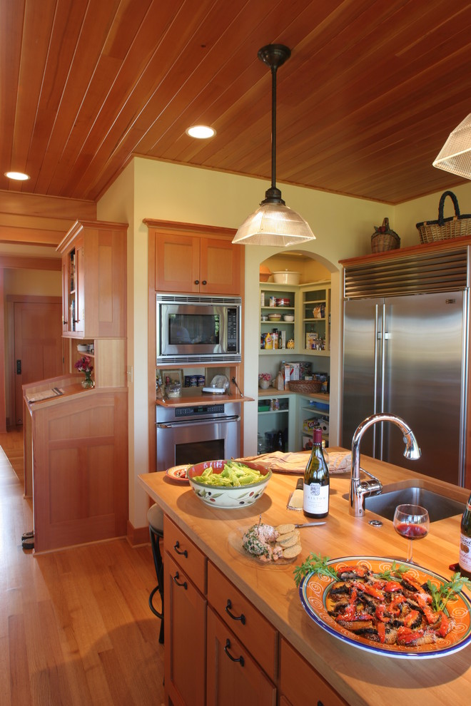 Kitchen Pantry Ideas Kitchen Traditional with Bar Stools Butcher Block1