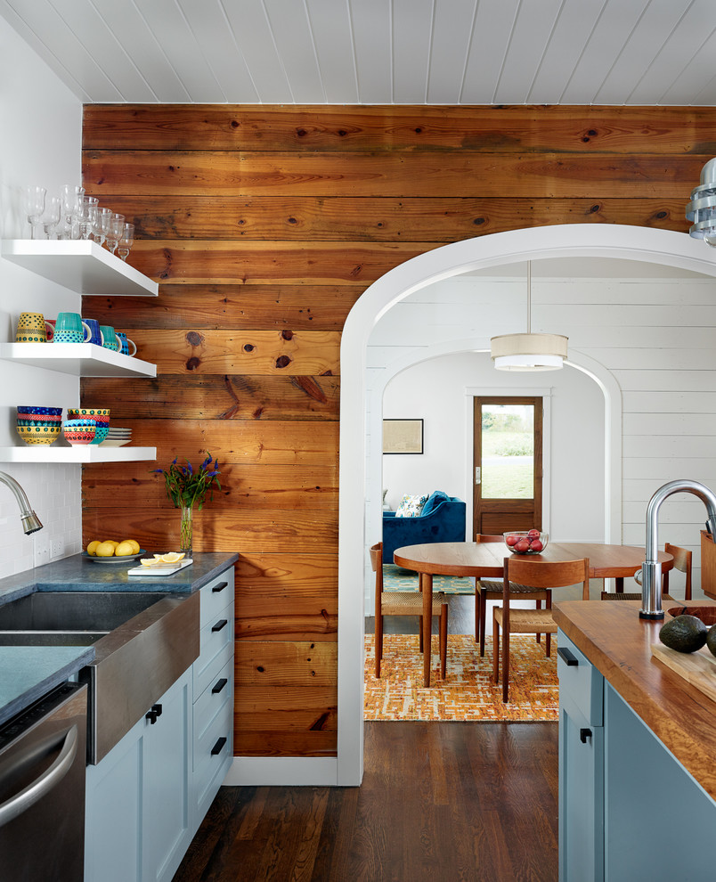 Kitchen Prep Sink Kitchen Farmhouse with Accent Wall Arched Doorway