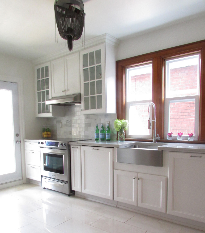 Kitchen Sinks and Faucets Kitchen Traditional with Crown Molding Glass Panel