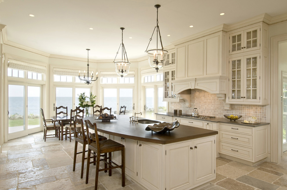 Kitchen Tile Floor Designs Kitchen Traditional with Bay Window Brown Counters