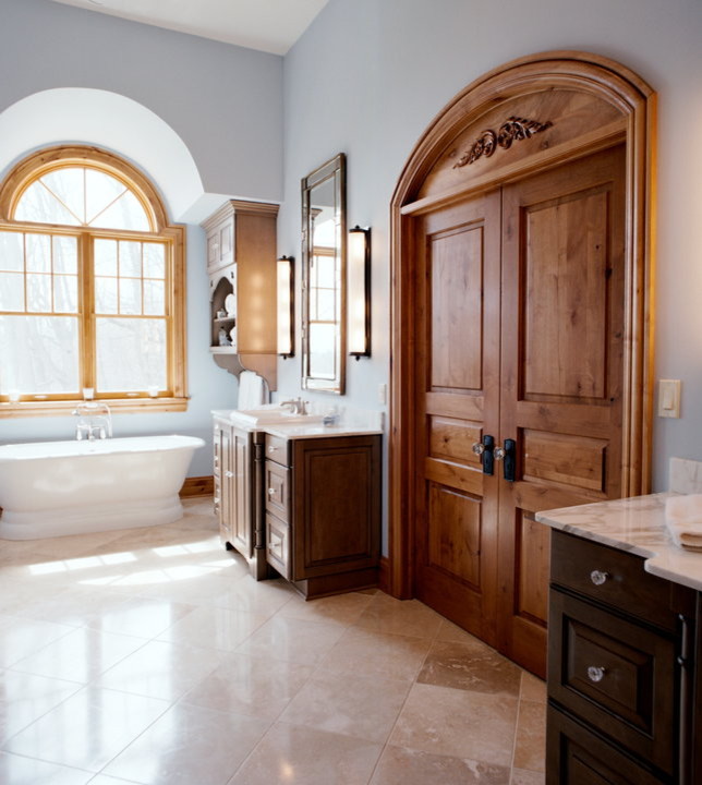 Knotty Alder Doors Bathroom Traditional with Arched Door Oenning Arched