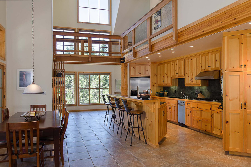 Knotty Pine Kitchen Kitchen Rustic with Cabin Counter Stools Lake