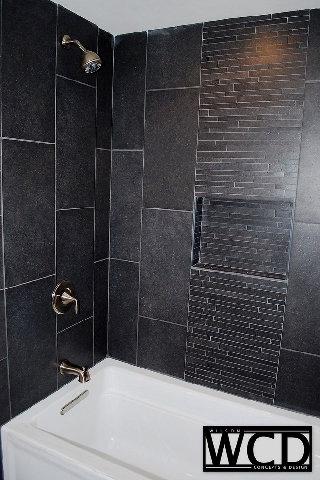 Kohler Archer Tub Bathroom Contemporary with Bathroom Black Brushed Evening