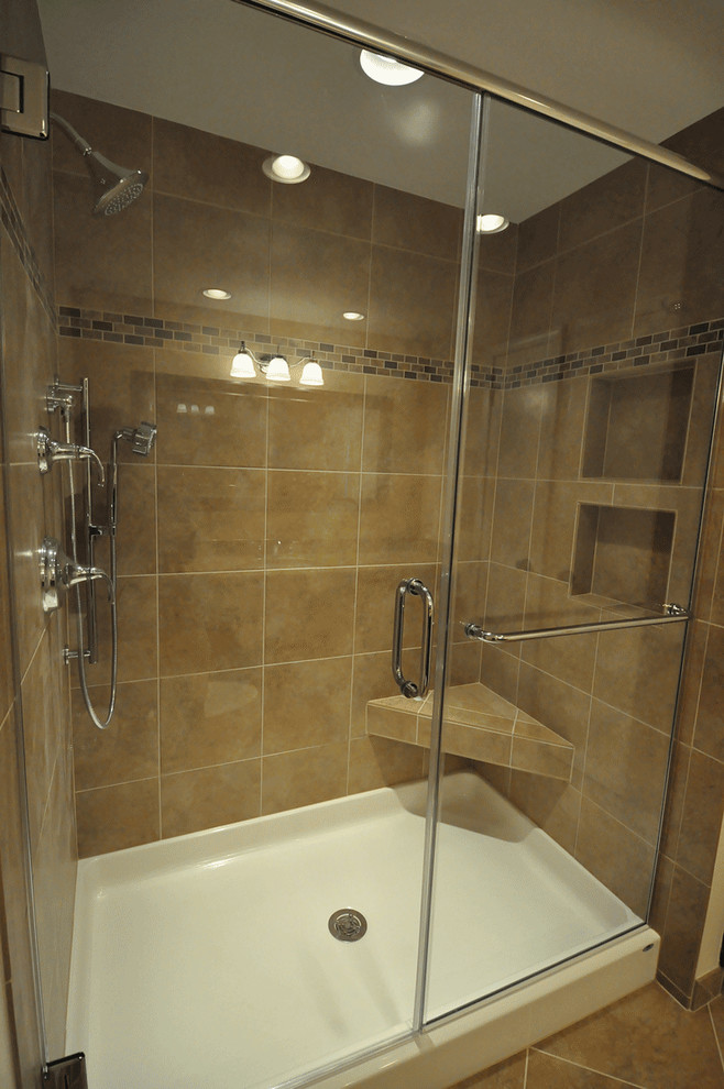 Kohler Shower Pan Bathroom Traditional with Alcove Clear Glass Shower