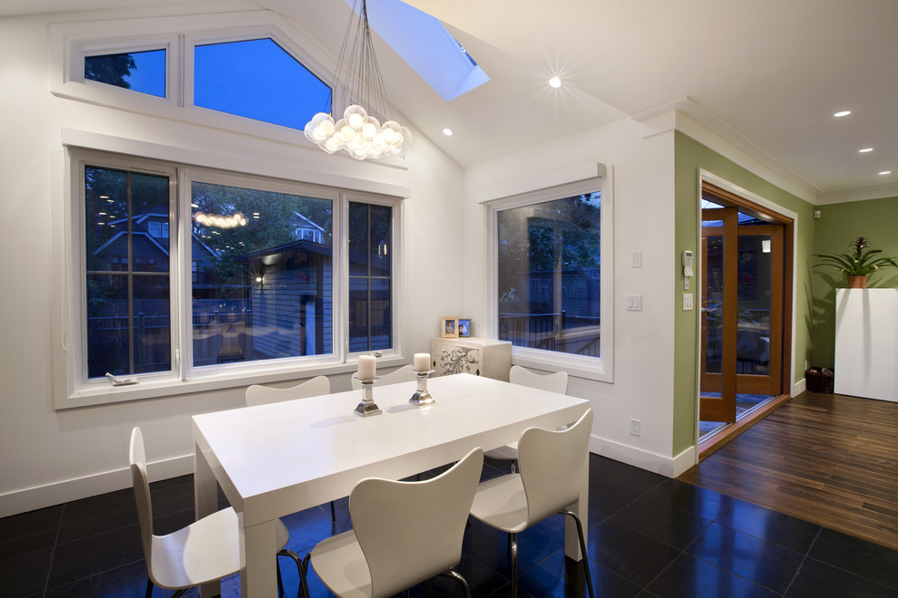 Lacquer Dining Table Dining Room Contemporary with Floor Tile Folding Doors