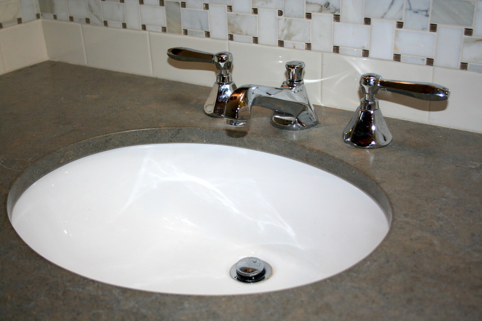 Lagos Blue Limestone Bathroom Traditional with Base Vanity Bath Bathroom