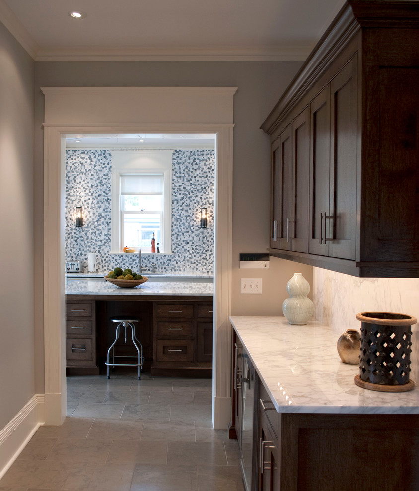 Lagos Blue Limestone Kitchen Eclectic with Baseboard Butlers Pantry Counter