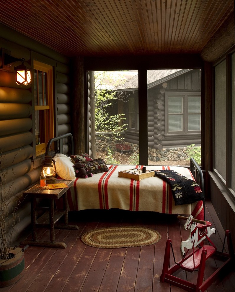 Lake House Bedding Porch Rustic with Camp Iron Bed Log