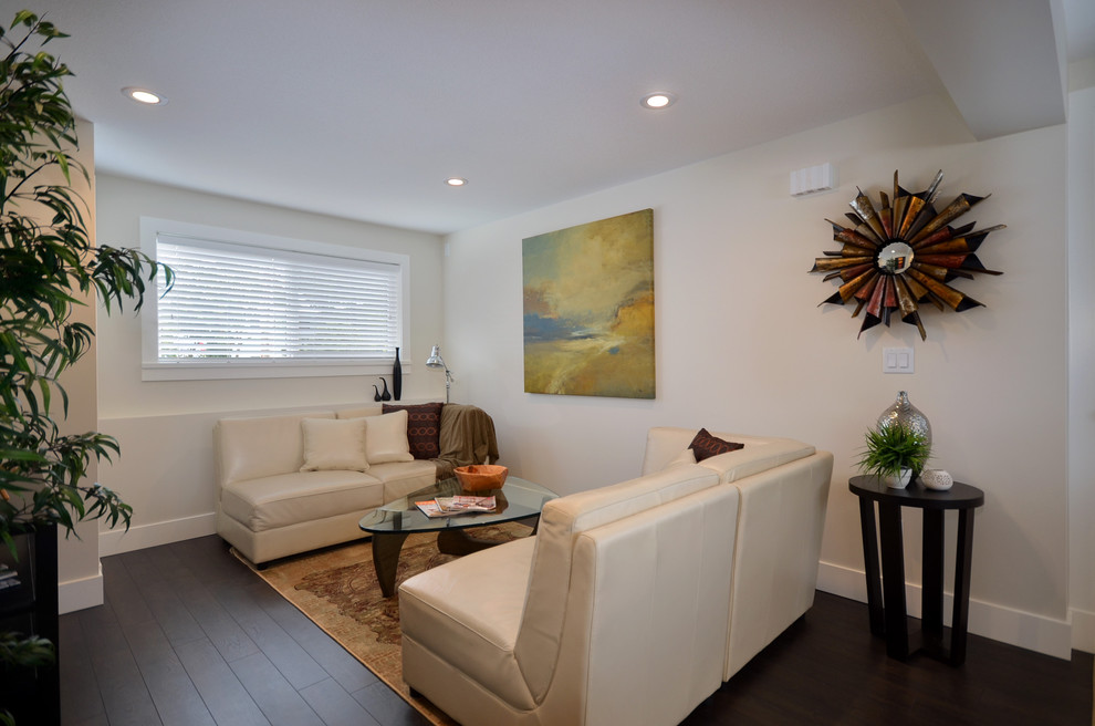 Laminate Flooring Ideas Basement Contemporary with Beige Walls Black Side