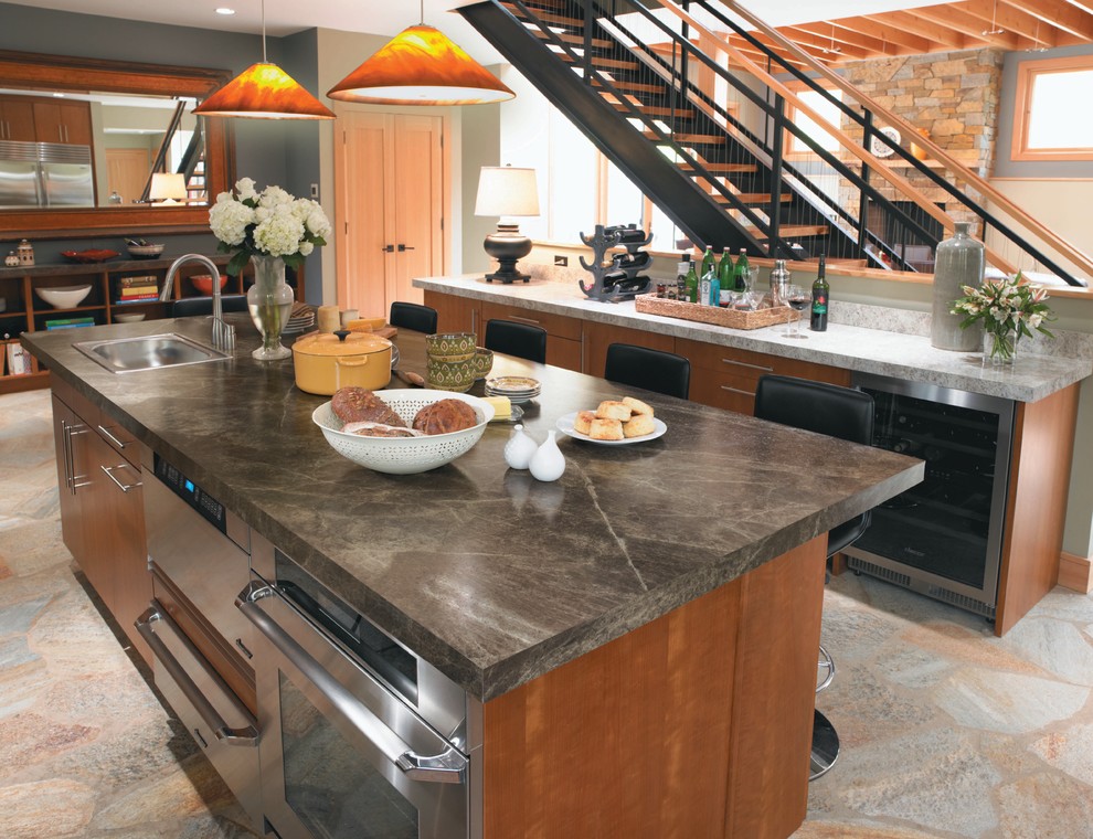 Laminate Flooring Ideas Kitchen Contemporary with Bar Accessories Breakfast Bar