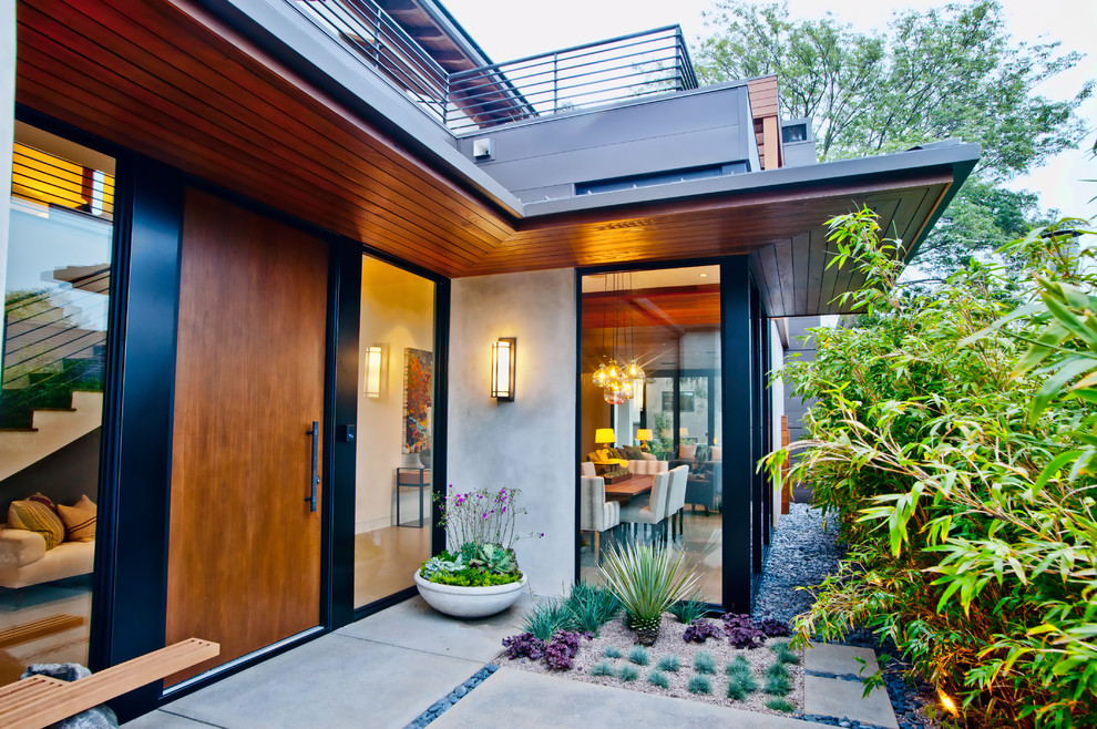 Landscape Architect Los Angeles Entry Contemporary with Beige Bench Black Window