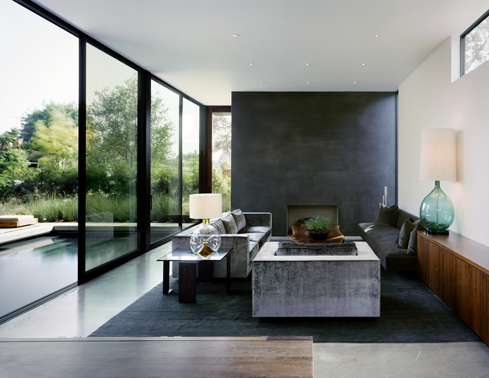 Landscape Architect Los Angeles Living Room Contemporary with Black Wall Contemporary Living